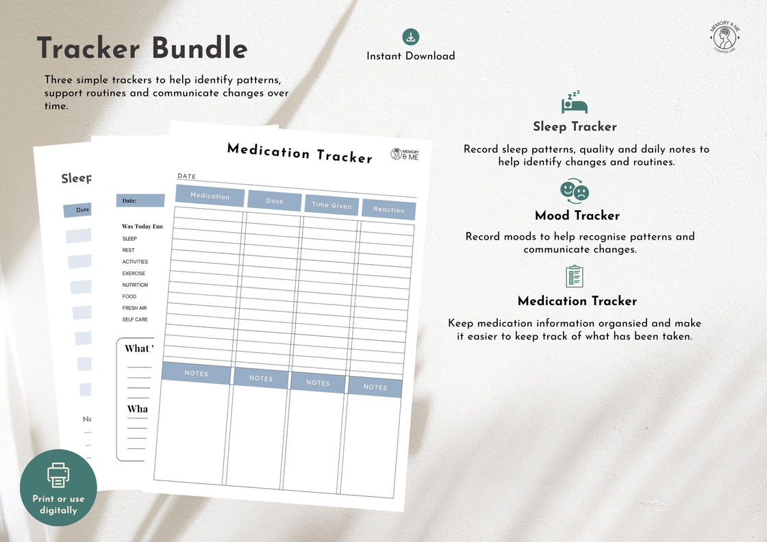 Sleep, Medication & Mood Tracker Bundle- Instant Download
