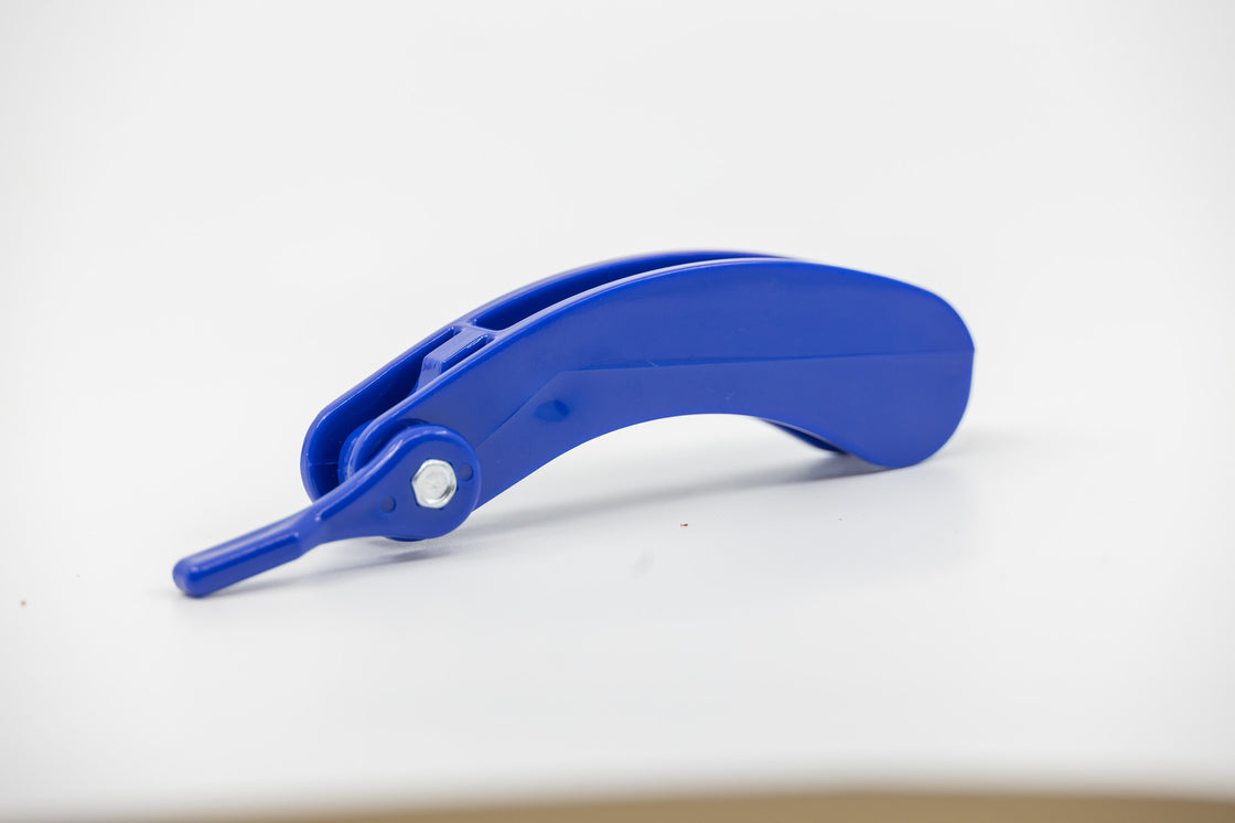 Blue key turner tool designed to help grip and turn keys with less hand strength