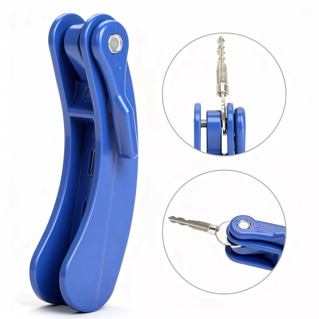 Folded key turner tool with compact design for carrying on a keyring